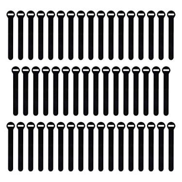 Imagem de Abraçadeiras autoaderentes da Wrap-It Storage, pretas, tiras de 12,7 cm (pacote com 50) – abraçadeiras reutilizáveis para organização de cabos e mesa ou escritório