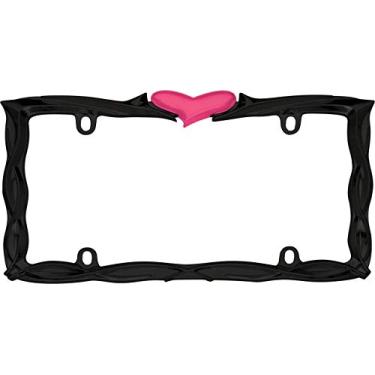 Imagem de Cruiser Accessories Moldura para placa de licença de coração 22456, preto/rosa brilhante
