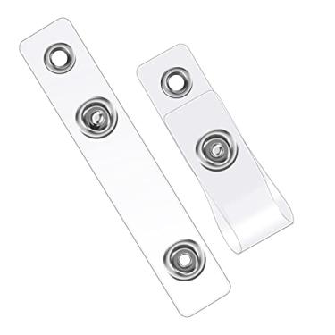 Imagem de SAVITA 50 peças de tiras de plástico para crachá, alça de suporte de crachá de PVC transparente com encaixe oculto e ilhós clipes de vinil para cartões de identificação, cordões, chaveiros, cartões de crédito, carteiras de motorista