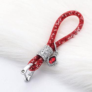 Imagem de YJADHU Capa de chave de carro de areia movediça capa inteligente, apto para Volkswagen VW Golf 7 mk7 Seat Ibiza Leon FR 2 Altea Aztec para Skoda Octavia, chaveiro vermelho