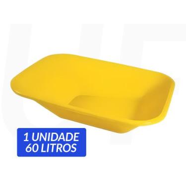 Imagem de Caçamba Plástica Para Carrinho De Mão 60L S/ Furo Amarelo - Metasul