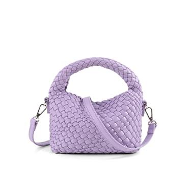 Imagem de Bolsa feminina de tecido pequena transversal, bolsa acolchoada de tecido com alça removível, Purple