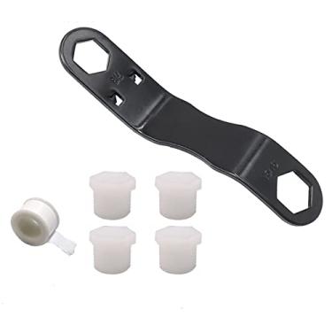 Imagem de Xodouhi Kit de plugue de drenagem de aquecedor de água, projetado para plugues de drenagem de aquecedor de água RV e campista, serve para plugues de drenagem de 7/8" e 15/16", plugues de substituição NPT de 1/2" * fita PTFE de 4 e 1 rolo