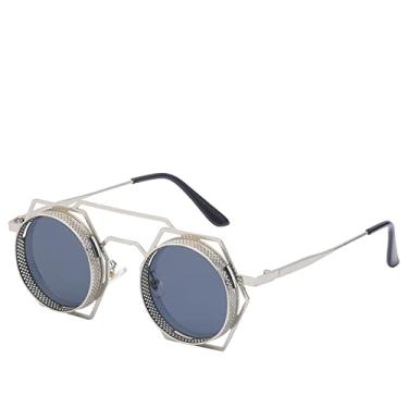 Imagem de Óculos de Sol Steampunk Masculino Óculos de Sol Redondos Punk para Mulheres Designer Retro Sombras de Óculos Vintage UV400, 2, sem caixa