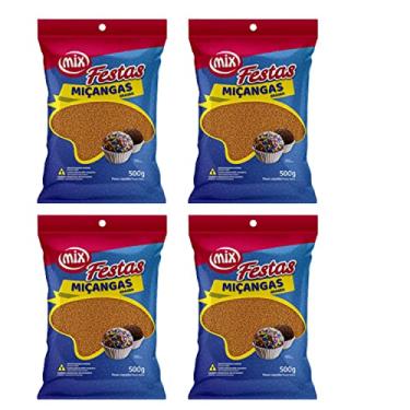 Imagem de Kit 4 Confeito Miçanga Granulado Brigadeiro, Doces, Confeitaria Várias Cores (Laranja)