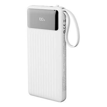 Imagem de Carregador Power Bank Portátil Turbo 22w Rock 20.000mah c/Cabos Acoplados Branco