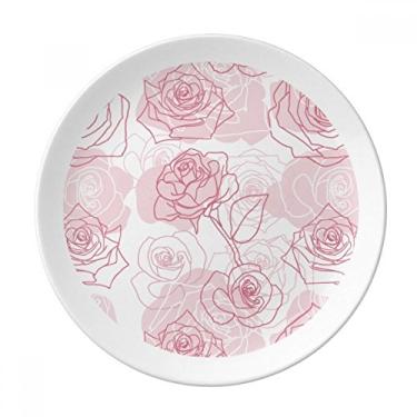 Imagem de Prato de planta de rosa pintado à mão decorativo de porcelana salver louça de jantar