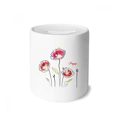 Imagem de DIYthinker Caixa de moedas de cerâmica para decoração de plantas de flores, caixa para dinheiro, presente de cofrinho