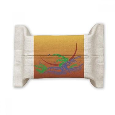 Imagem de Bolsa de linho de algodão com estampa de flor de cultura japonesa dourada