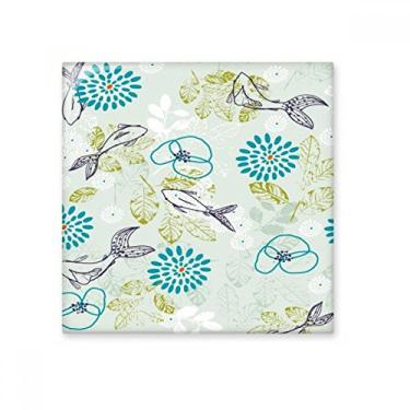 Imagem de Decalque brilhante de azulejo de cerâmica azul de folhas de peixe flor de tijolo esmaltado