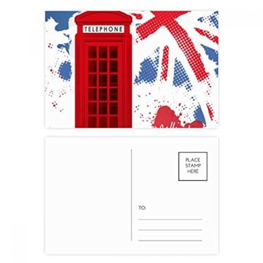 Imagem de Grã-Bretanha, Reino Unido, bandeira de Londres, cabine telefônica vermelha, conjunto de cartões postais de aniversário, cartão de agradecimento