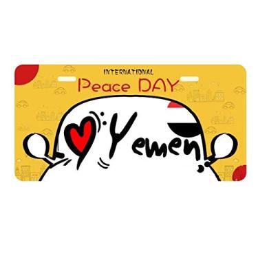 Imagem de DIYthinker I Love Yemen Bandeira da Palavra Amor Ilustração Coração Placa Placa Etiqueta Decoração de Carro Dia da Paz