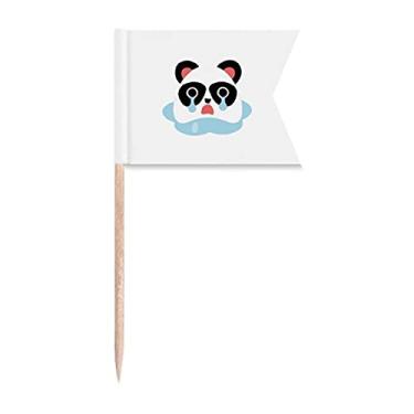 Imagem de Sinalizadores de palito de dente com expressão pobre de panda triste para bolo de festa