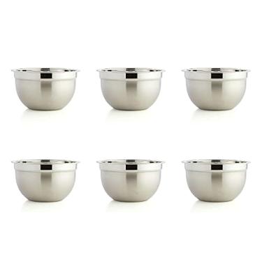 Imagem de Kit 06 Tigela Mixing Bowl em Aço Inoxidável Profissional Fundo Multiuso 22 x 12 cm Gourmet