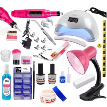 Imagem de Kit unha Gel e Fibra com Luminária tips Para alongamento
