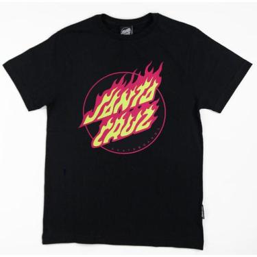 Imagem de Camiseta Santa Cruz Flaming Dot Front Preto - Juvenil
