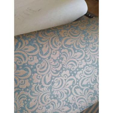 Imagem de Papel De Parede Lavável Verde Arabesco Pequeno Dourado