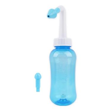 Imagem de Rhayner Higienizador Nasal Lavador de Nariz Ducha de Limpeza Nasal Previne Rinite Sinusite e Alergias para Adultos e Crianças 2 Bicos 300ML, Azul