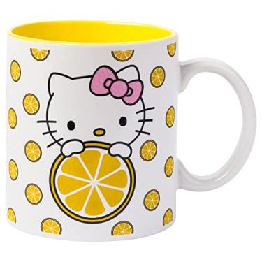 Imagem de Silver Buffalo Caneca de café de cerâmica com padrão de fatias de limão Hello Kitty Sanrio, 590 ml