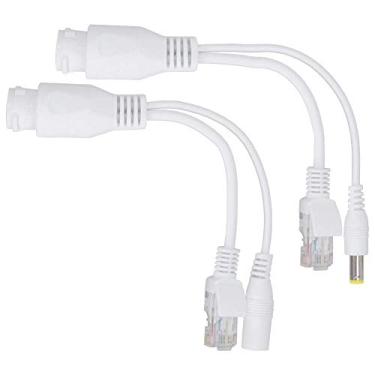 Imagem de Cabo divisor POE, 2 pares de cabos de entrada POE 12 V cabo adaptador de alimentação sobre Ethernet kit de injetor passivo para câmera de segurança IP ponto de acesso sem fio (branco)