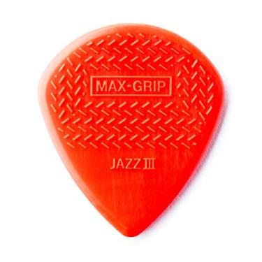 Imagem de Palheta de guitarra Dunlop 471P3N Max Grip Jazz III, vermelho, pacote com 6