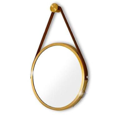 Imagem de Espelho, Reduna, Adnet Redondo 60cm Dourado com Alça Preta