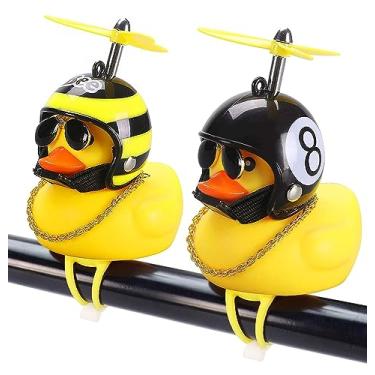 Imagem de Omeet 1 par – adorável sino de bicicleta de pato amarelo, chifre de bicicleta para crianças, acessórios de bicicleta de pato amarelo de borracha com luz de LED – para crianças pequenas