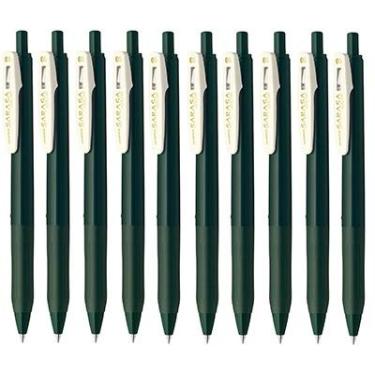 Imagem de Zebra Sarasa Clip 0,5 caneta de tinta de gel retrátil, aderência de borracha, 0,5 mm, conjunto de 10, Green Black