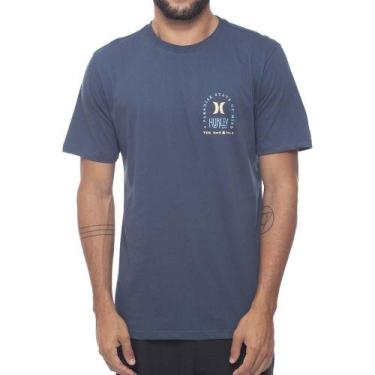Imagem de Camiseta Hurley Silk Palms Masculina Azul Marinho