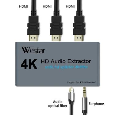 Imagem de Adaptador de áudio HDMI para HDMI  divisor para TV  DVD  extrator de áudio  conversor  óptico