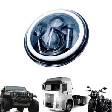 Imagem de FAROL MILHA LED ANGEL EYES 7 POL 10V 30V BIVOLT DRL BRANCO SETA AMBAR