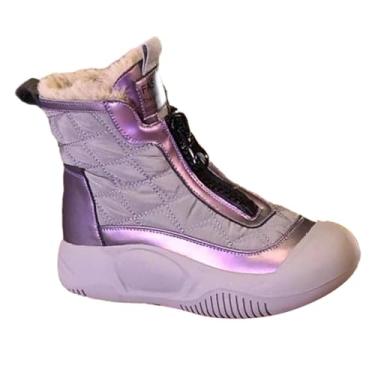 Imagem de YIJU Botas de neve de inverno das mulheres sapatos forrados quentes sapatos de inverno engrossados moda senhoras calçados botas para trabalho trekking, UE 38