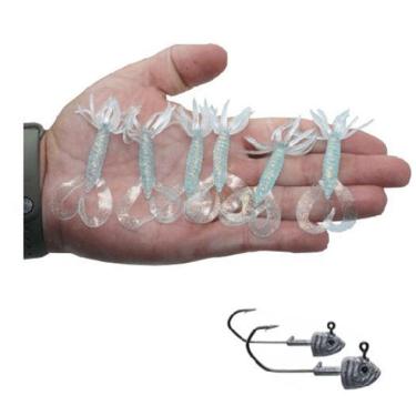 Imagem de 6 Iscas Artificial Pesca Soft Grub Silicone 2 Anzol Jig Head