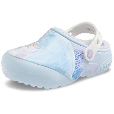 Imagem de Crocs Unissex - Crianças Clássico Forrado Disney Clog | Sapatos Elsa Congelados, Azul mineral, 3 Little Kid