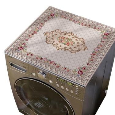 Imagem de Capas para lavadora ou secadora boho, capa superior de couro para máquina de lavar roupa antiderrapante à prova de poeira para casa, cozinha, lavanderia (50 x 60 cm/17,8 x 23,6 polegadas, I)
