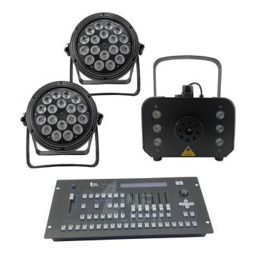 Imagem de Kit 2 Par Led Slim + Máquina De Fumaça 1200W + Mesa Pilot