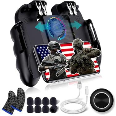 Imagem de Controle de jogo móvel com 4 gatilhos com suporte ajustável para PUBG/Call of Duty/Fotnite [modo 6 dedos] GAMR+ L1R1 L2R2 Gaming Grip Gamepad