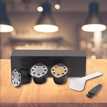 Imagem de Cápsulas de café Reutilizáveis, Conjunto de Copos Com Filtro, Ecológico, Tamanho Universal, Serve para Nespresso, Dourado e Prateado (Prata)