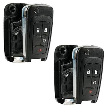 Imagem de Key Fob Capa e almofada flip sem chave para Chevy 2010-2017 Equinox / 2012-2017 Sonic / 2015-2017 Trax / GMC 2010-2017 Terrain, conjunto de 2