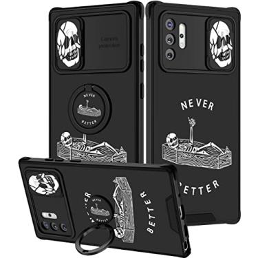 Imagem de Goocrux (2 em 1 para Samsung Galaxy Note 10 Plus capa de celular caveira esqueleto mulheres meninas bonito gótico fantasma com capa de câmera deslizante + anel legal nunca melhor assustador meninos capas para Note10 Plus 6,8 polegadas