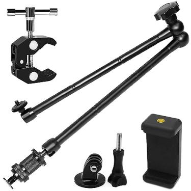 Imagem de Braço articulado para câmera Magic Arm - Braço articulado de fricção ajustável de metal de 50 cm com super grampo/clipe de telefone, para várias câmeras de ação/monitor DSLR/LCD/luzes de LED/celular