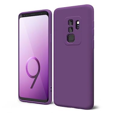 Imagem de oakxco Capa de telefone projetada para Samsung Galaxy S9 Plus com aderência de silicone, capa de telefone de gel de borracha macia para mulheres e meninas, fina, flexível, protetora TPU de 6,2 polegadas, roxa