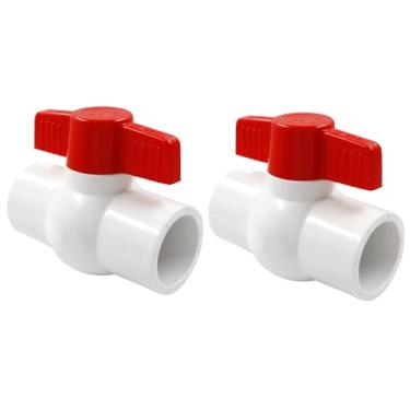 Imagem de Rierdge 2 peças de válvula de esfera de PVC de 2,5 cm - Válvulas de desligamento de água compactas com alça em T - Ideal para aquários, equipamentos de piscina, irrigação, tratamento de água