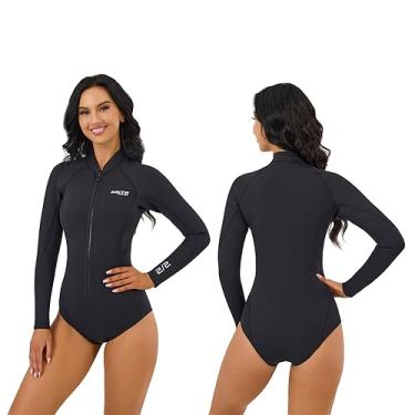 Imagem de MWTA Roupa de mergulho feminina Shorty 2,0 mm neoprene zíper frontal para proteção UV surfe mergulho mergulho mergulho caiaque BLK tamanho 16
