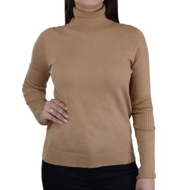 Imagem de Blusa Feminina Dudalina Tricot Canelada Bege Escuro - 660207-Feminino