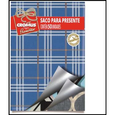 Imagem de Saco Para Presente Cromus Embalagens Com Acabamento Metalizado E Perolizado Na Estampa Masculino Sortido - Tamanho 30x44 Cm C/ 50 Unidades