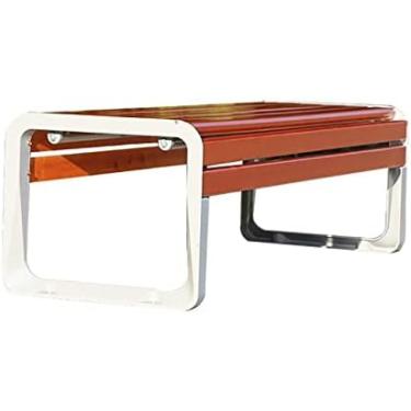 Imagem de Bancos exteriores do pátio do banco do jardim de 2-3 lugares, bancos de parque de madeira anticorrosivos, 150cm, sem encosto