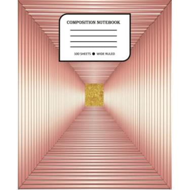 Imagem de Caderno de composição para meninas e adolescentes em rosa com glitter dourado