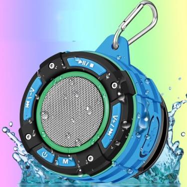 Imagem de Alto-falante bluetooth portátil com bateria e microfone embutidos, IPX7 waterproof sucção bath speaker perfeito para banheiro, praia, associação e viagens