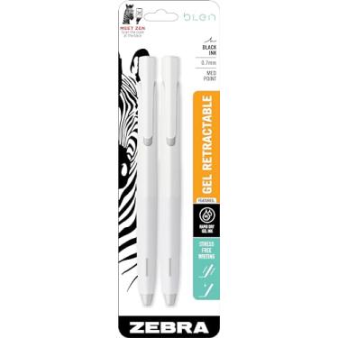 Imagem de Zebra Pen Caneta de gel retrátil bLen, cano branco, ponta média, 0,7 mm, tinta preta, pacote com 2 (41402)